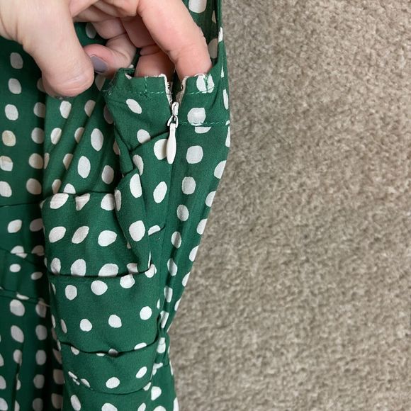 Anthropologie 11.1 Tylho Brynn Shirt Dress Womens Medium Green Polka Dot Aline - Picture 9 of 11